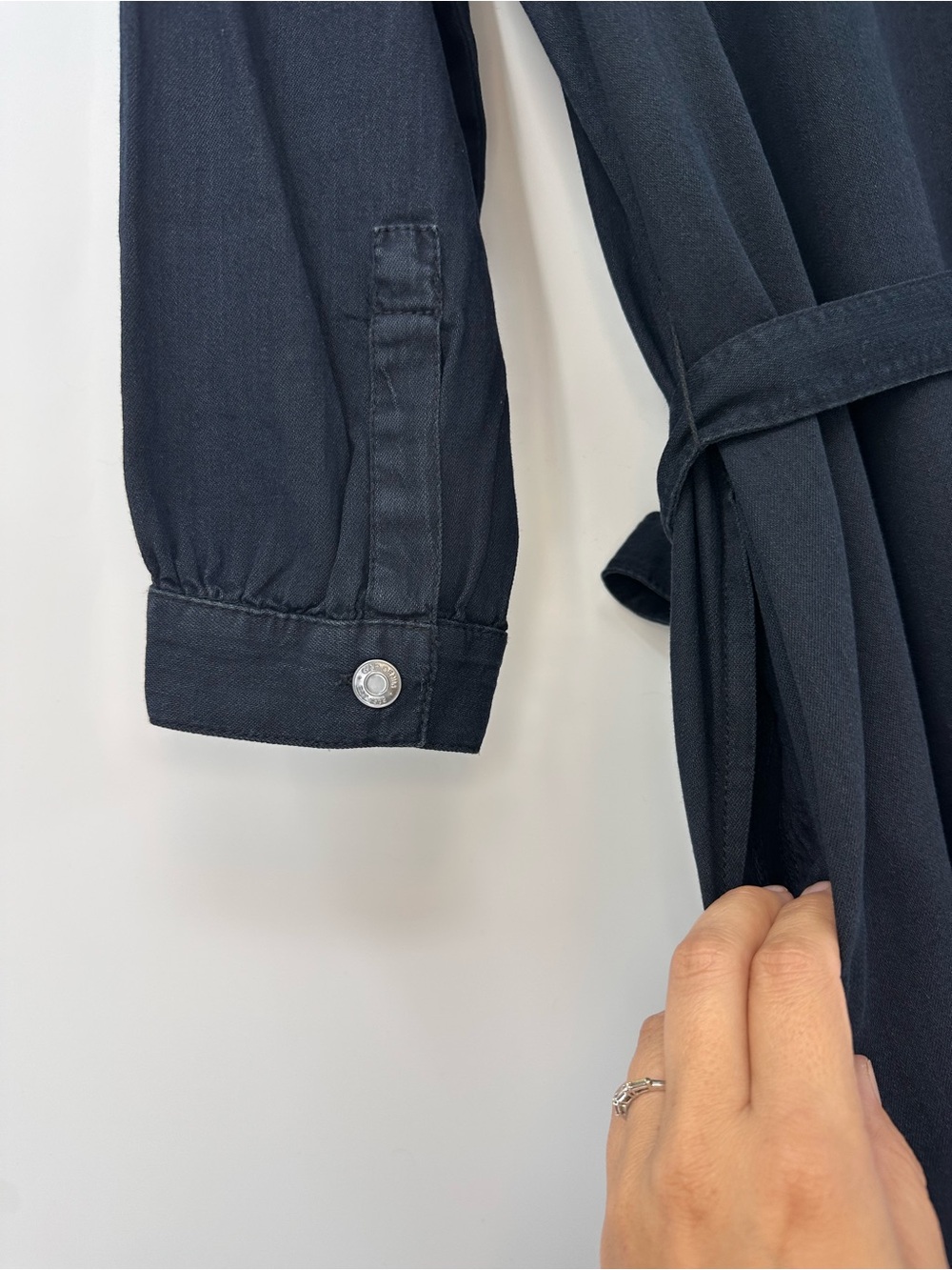 GAP DENIM Darkest Midnight Denim Belted Shirtdress Size PL - Picture 8 of 10
